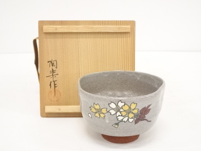 JAPANESE TEA CEREMONY / CHAWAN(TEA BOWL) / KYO WARE / SAKURA / BY TORAKU MORISATO